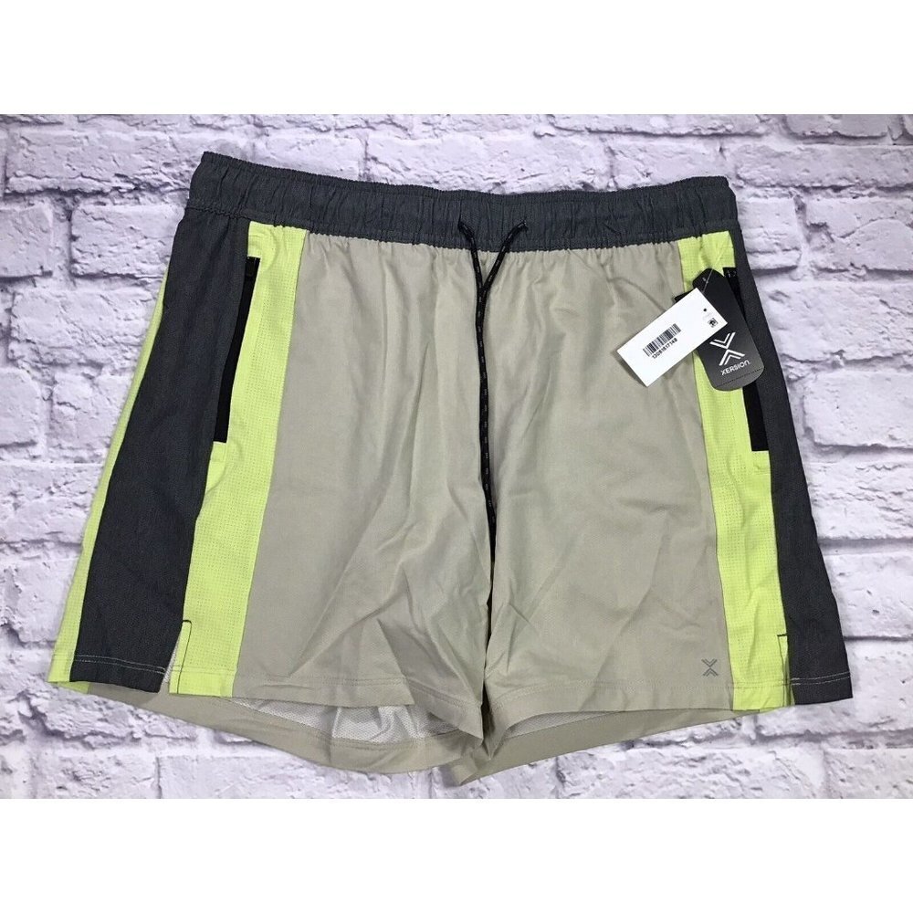 Xersion Shorts Mens Size Large Sand Colorblock Run Quick Dri Elastic Waist